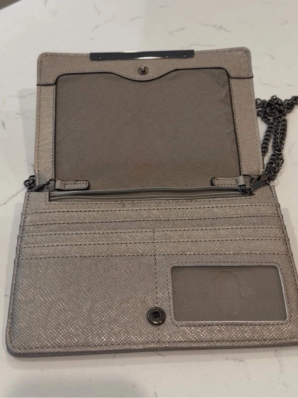 Mix No. 6 Metallic Silver Chain-Handle Clutch